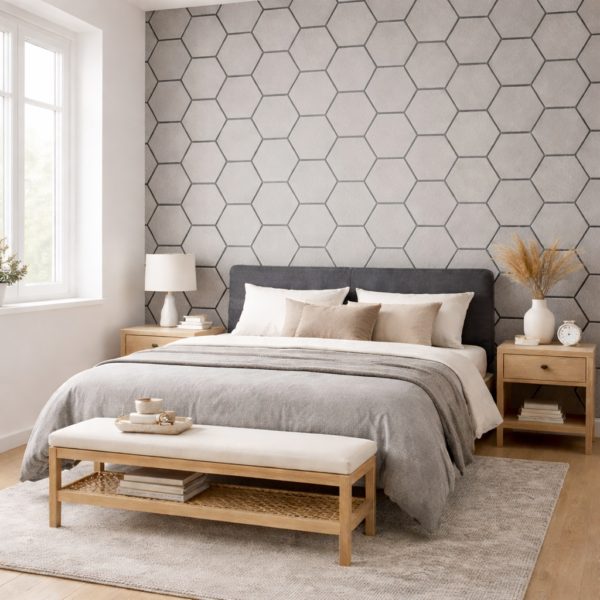 Premium Hexagon Acoustic Wall Panels – Real Wood Veneer (Pack of 4, Multiple Colours)