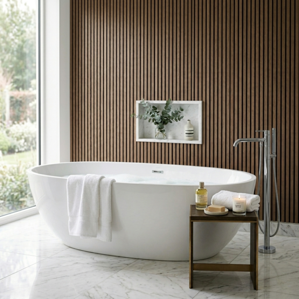 Slatted PVC Bathroom Wall Panels — Pack of 8