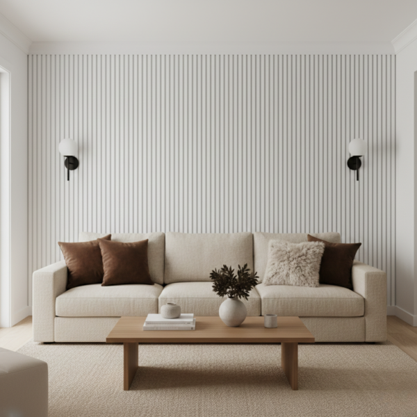 Premium White on White Acoustic Wall Panels – 2400 x 300mm